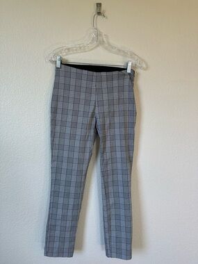 A New Day Gray Plaid Ankle Pants Side Zip Stretch Work Trousers 2